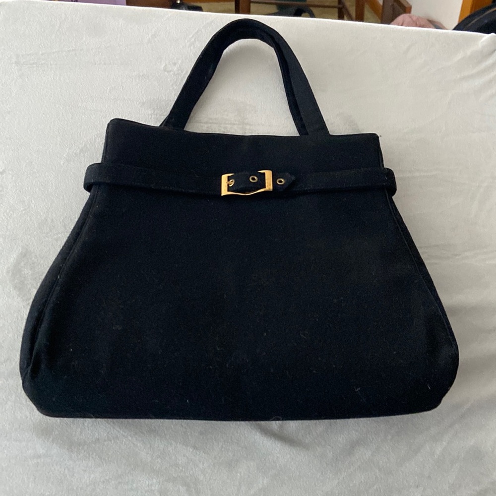 Vintage black wool handbag